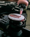Using DA 3 Inch Microfiber Cutting Disc Kit 12 Pack For Car Detailing Pro Grade Scratch Removal on a polisher with compound.