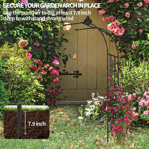 Half Garden Arch Trellis For Climbing Plants Outdoor Metal Garden Arbor Built Tough shown in garden setting with flowers