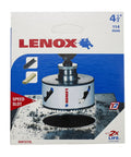 Bi-Metal Hole Saw With Speed Slot For Metal Cutting, T3 Technology, 4-1/2 Inch packaging displaying saw on metal