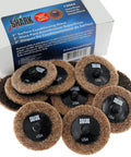 Box of 25 Pack Brown Coarse Type R Quick Change Surface Conditioning Discs, 2 Inch Diameter, Coarse Grit For Cleaning, Finishing And Deburring On All Metals, Twist To Lock Backing For Fast Disk Changes, 25 Discs.