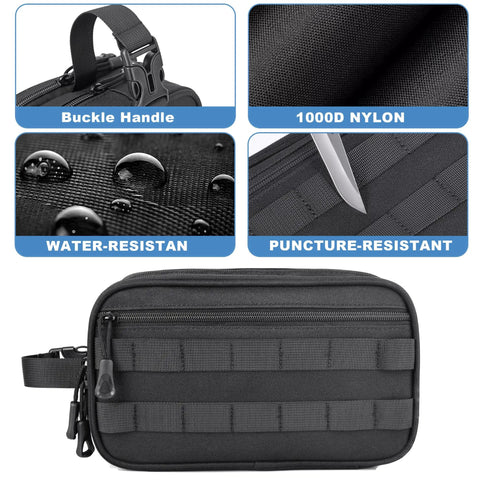 Rugged Men's Toiletry Bag For Travel And Gym Tactical Inspired Grooming Organizer with water-resistant 1000D nylon, heavy-duty zippers.