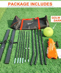 Portable 12ft Volleyball Training Net For Hitting And Serving Drills, Freestanding Indoor Outdoor Practice Net With Height Adjustable Setup, Glow In The Dark Ball, Carry Bag, Great For Backyard Games And One On One Or Two On Two Play package contents on grass