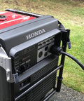 L14-30 Generator Plug Set With L14-30P And L14-30R, 30 Amp Twist Lock Receptacle in use on Honda generator, black cord connected