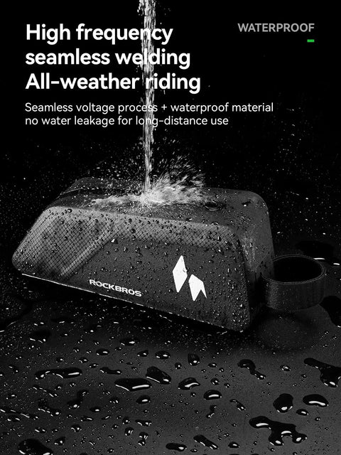 Waterproof Top Tube Bike Frame Bag With Seamless One Piece Construction And Built In Support Plates under water spray