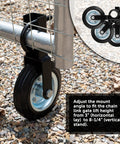 6 Inch Heavy Duty Metal Gate Caster For 1 5 Eighths To 2 Inch Frame, Chain Link Fence Support, installed on gate, black finish