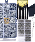 Complete Eyeglass Repair Kit Featuring 1500 Micro Screws And Nose Pads For Glasses Sunglasses And Prescription Frames, with precision screwdrivers.