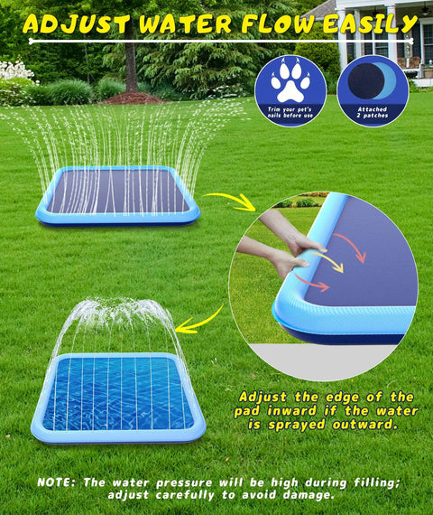 Extra Large 90.5 Inch Splash Pad For Kids And Dogs Oversized Backyard Water Play Mat Non Slip Safe Wading Pool Toy For Summer Outdoor Fun Perfect For Ages 3 And Up Pets And Family