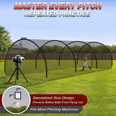 Backyard Batting Cage 30x10x10 Ft With Zipper Door 4 Ply Anti Tear Netting Sturdy Steel Frame for outdoor practice