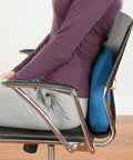 Teeter Core Restore Inflatable Lumbar Support Cushion For Back Pain Relief and Posture Correction in use on office chair.