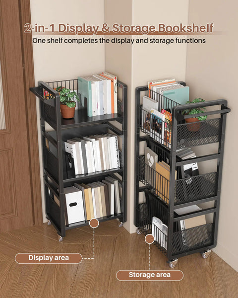 Super Sturdy Double Sided Rolling Book Cart With Triple Tier Open Shelving And Magnetic Book Supports Built Tough For Busy Libraries And Classrooms Across America