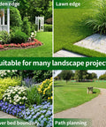 Multiple landscape scenes showing different uses of No Dig Garden Edging Border Kit 33 Foot Long 4 Inch High With 61 Spiral Spikes.