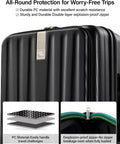 16 Inch Expandable Underseat Carry-On Luggage With Wheels, lightweight hard shell jet black material close-up.