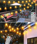 60 Ft Solar String Lights With Remote Control Waterproof Copper Wire Led Bulbs 15 Plus 2 Shatterproof Outdoor Patio