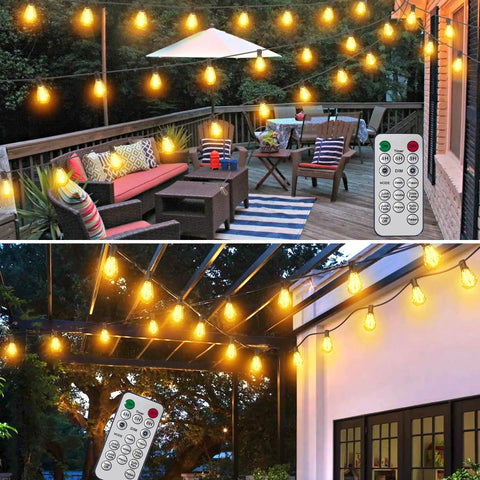 60 Ft Solar String Lights With Remote Control Waterproof Copper Wire Led Bulbs 15 Plus 2 Shatterproof Outdoor Patio