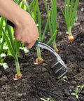 Mr. Pen Black Mini Hand Rake with 3 metal tines; handheld garden cultivator for weeding.