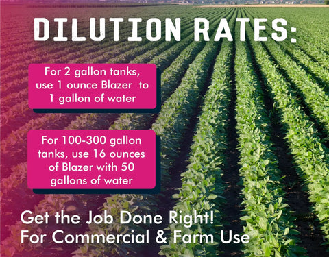 Blazer Spray Tank Cleaner 16 Oz dilution rates for sprayer tanks in a field, ideal for commercial and farm use, prevents contamination.