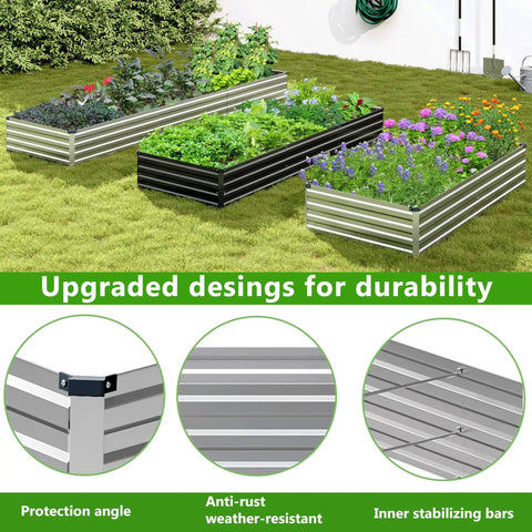 Set Of Two Galvanized Raised Garden Beds 7 By 3 By 1 Foot Outdoor Planter Box Metal Patio Kit For Vegetables Herbs Flowers And Fruits installed in garden