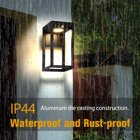 Aluminum Solar Wall Light With Motion Sensor 3 Lighting Modes Dusk To Dawn IP44 Waterproof Outdoor Wall Sconce in rain