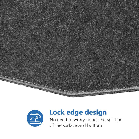 Close-up of the lock edge design on Men Urinal Mats Twelve Pack For Bathroom Non Slip Floor Pads Under Urinal Anti Slip Ultra Absorbent And Long Lasting Black Rectangular Mats To Keep Floors Dry And Safe Easy To Clean.