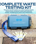 All In One Pool And Spa Water Test Kit With AI Powered App showing case and test strips