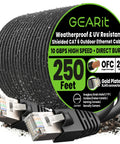 Outdoor Cat6 Ethernet Cable 250ft 23AWG Pure Copper FTP Shielded Direct Burial In Ground Waterproof UV Resistant LLDPE Jacket