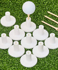 10 Pack Rubber Tee Holders And Bamboo Tees For Golf Practice Indoor Outdoor Driving Range Mat Setup 1.5 Inch Tee Size