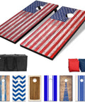 American Flag Regulation Size Cornhole Set With 2 Regulation Boards 8 Bags Carry Case And Rules For Backyard Tailgates And Family Fun