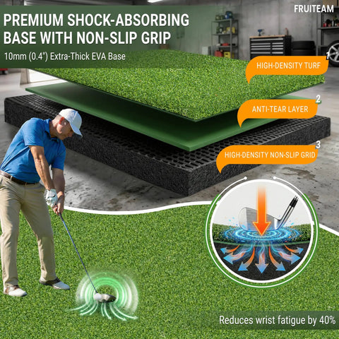Dual Turf Golf Mat 5x4ft For Backyard Indoor Practice Thick 21mm-45mm Hitting Surface Built To Withstand 10,000+ Swings diagram