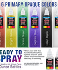 Cool Runner II Pro Grade Airbrush Kit With Dual Fan Compressor, Three Airbrushes, Six Color Acrylic Paint Set, 1-ounce bottles