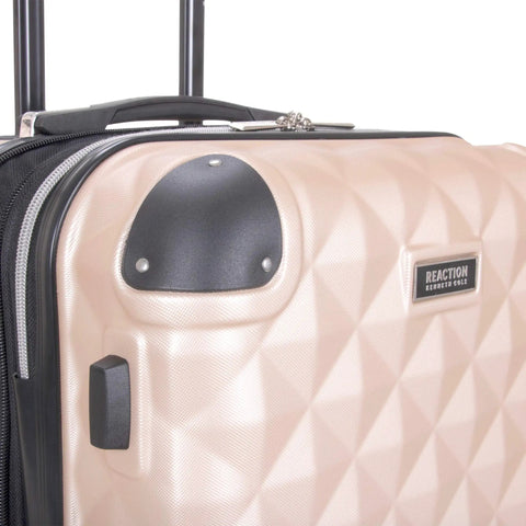 Diamond Tower Hardside Luggage With Expandable Design Rose Gold Finish Eight Wheel Spinner Travel Case Lightweight