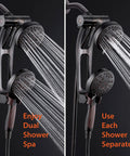High Pressure 48-Mode Luxury 3-Way Shower System With Adjustable Extension Arm, Dual Rain And Handheld Heads