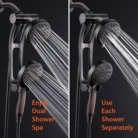 High Pressure 48-Mode Luxury 3-Way Shower System With Adjustable Extension Arm, Dual Rain And Handheld Heads