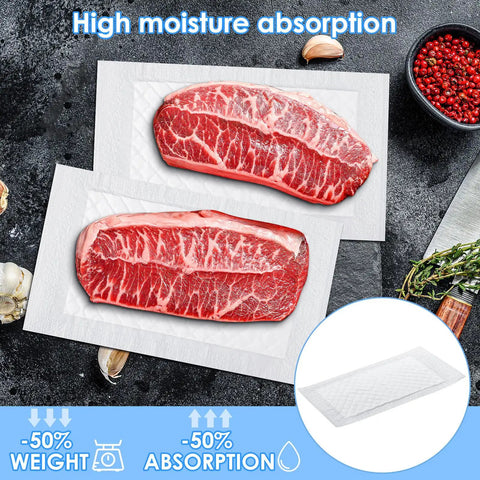 200 Pack Meat Absorbent Pads 4x7 Inch Soaker Pads For Vacuum Sealer Bags Perfect For Fish Poultry And Beef 60 Grams Each