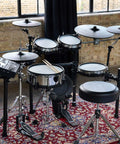 VAD516 V Drums Acoustic Design Electronic Drum Kit Bundle with stools and drumsticks in home studio setting
