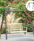 Heavy Duty A-Frame Porch Swing Stand For Outdoor Use Free-Standing Wooden Swing Frame With 660 Lb Capacity Carbonized Finish