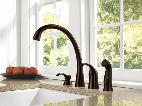 Pillar Kitchen Soap Dispenser For Pillar Waterfall And Linden Faucets Venetian Bronze Finish 13 Oz Bottle Fits Deck Thickness Up To 2.5 Inches Slick Sinks Accessory, kitchen counter view