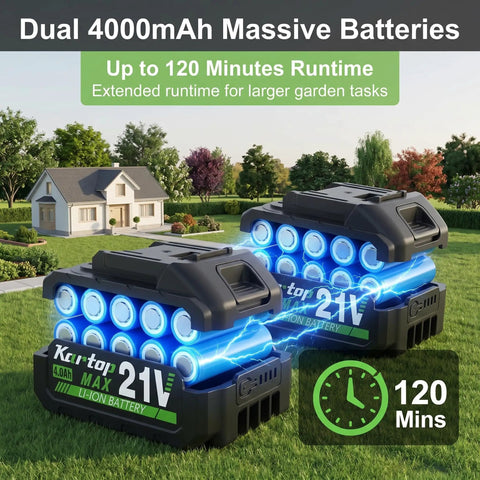 Dual 4000mAh batteries for Cordless Hedge Trimmer With Battery And Charger Included, 22 Inch Dual Action Blades, garden maintenance tool.