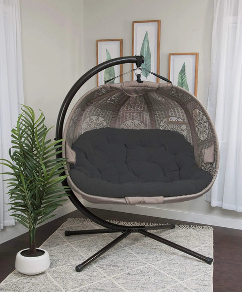 Hanging Pumpkin Patio Chair With Dreamcatcher Cushion For Outdoor And Indoor Use Weather Resistant Heavy Duty Frame in living room