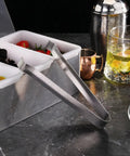Restaurant Grade 6.5 Inch Pom Tong Set Of 6 Stainless Steel Garnish Tongs With Satin Finish, bar tools for lemons and olives.
