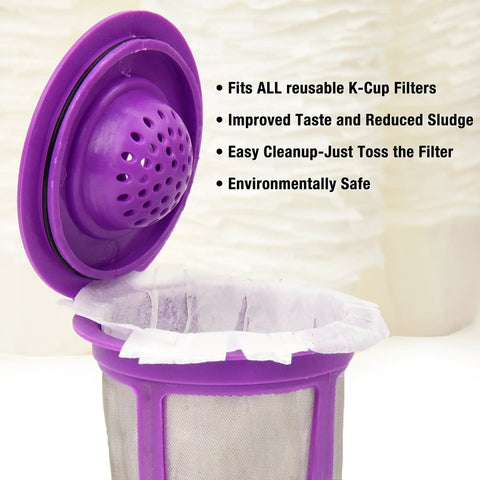 Reusable pod with K Cup Disposable Paper Filters 100 Pack That Fits All Reusable Coffee Pods Compostable And Biodegradable Coffee Filters