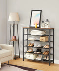 Ditch The Closet Mess With This Giant Shoe Rack Featuring Adjustable Metal Mesh Shelves For Entryway Or Mudroom Park Dozens Of Daily Kicks Rustic Brown Storage Unit, showcasing multiple pairs of shoes neatly organized.