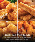 Game Changer 5 Quart Air Fryer With 5In1 Cook Functions For Insanely Crispy Results At 1750 Watts with assorted fried foods.