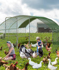 Large Walk In Metal Chicken Coop With Waterproof And UV Resistant Cover For Outdoor Backyard Or Farm Use, Heavy Duty Galvanized Frame