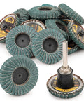 12Pcs Pro Grade Heavy Duty Mixed Curved Flap Discs Set with Quick Change 1/4 Inch Holder, 40 to 120 Grit for Metal and Wood
