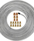 25 Ft 3/16 Inch Brake Line Kit with Zinc Coated Double Walled Steel Tubing and 16 Fittings, corrosion resistant