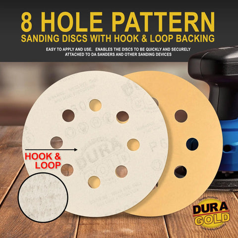 600 Grit Pro Grade 5 Inch Sanding Discs 8 Hole Pattern Dustless Hook And Loop Backing For Orbital DA Sander 50 Pack