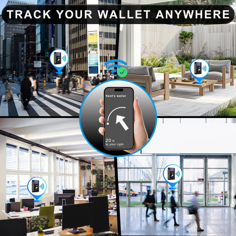 Ultra Slim Front Pocket AirTag Wallet With RFID Blocking Card Holder And AirTag Slot, tracking wallet in various locations