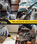 Heavy Duty A4 Cut Resistant Work Gloves With PU Coated Anti Slip Grip Breathable Lightweight Protection For Wood Carving Glass Handling And Mechanic Tasks Latex Free Gray Medium Size
