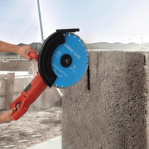 Heavy Hitter Circular Concrete Saw powered by a rugged 3000W copper motor cutting through concrete with a diamond blade.