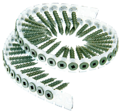 DuraSpin Cement Board Collated Screws Beefy Eight Size 1-1/4 Inch Square Head Exterior Grade Finish Spoon Point For Fastening Hardie Board To Wood 1,000 Count